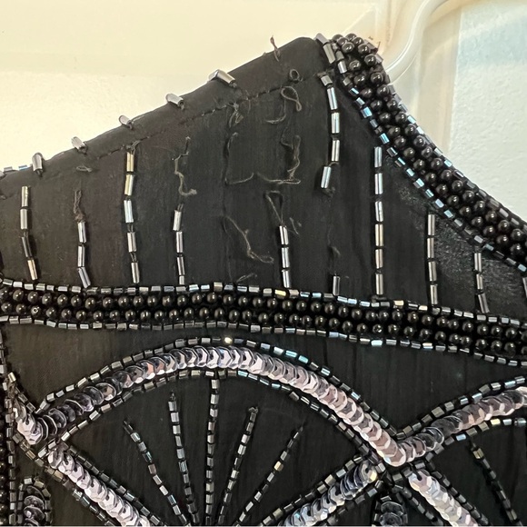 Mary McFadden Pure Silk Polyester Tunic Hand Beaded Dress Vintage 1980’s Women M - Picture 4 of 6